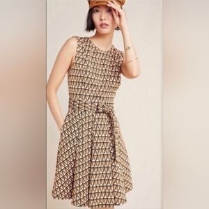NWT Anthropologie Hutch Amina Geometic Pattern Black Gold Sleeveless Lined